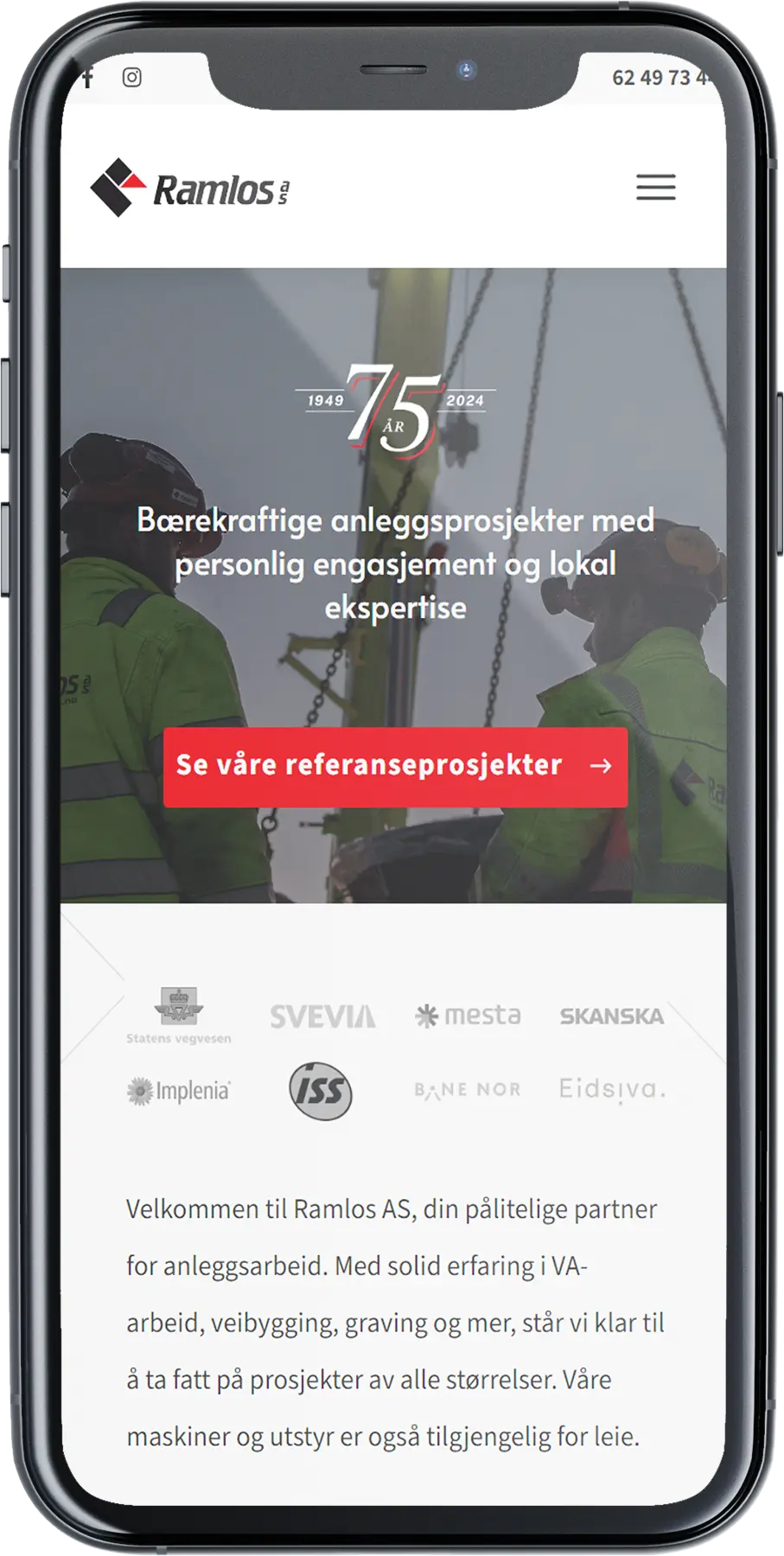 Ramlos AS på mobil